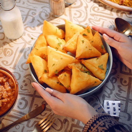 Al Kabeer Samosas with Kiri Cheese