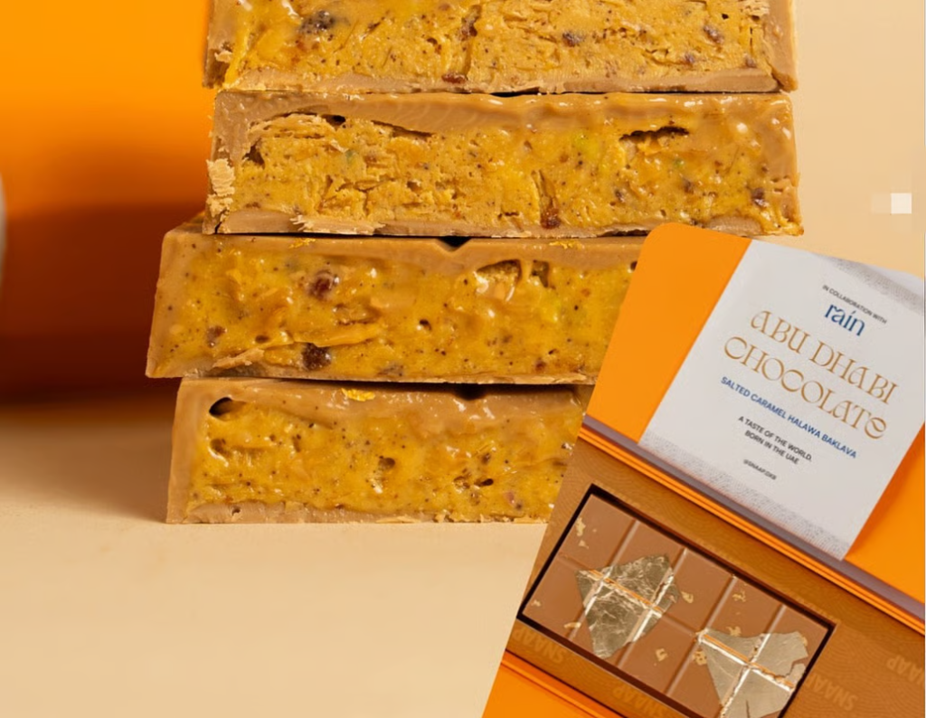 Abu Dhabi Chocolate crafted by Chef Nouel Catis with halwa, saffron, and 24k gold
