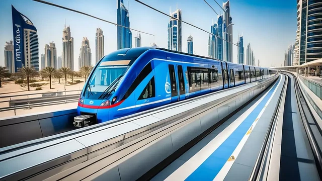 Construction progress on Dubai Metro Blue Line project connecting Al Jaddaf to Academic City