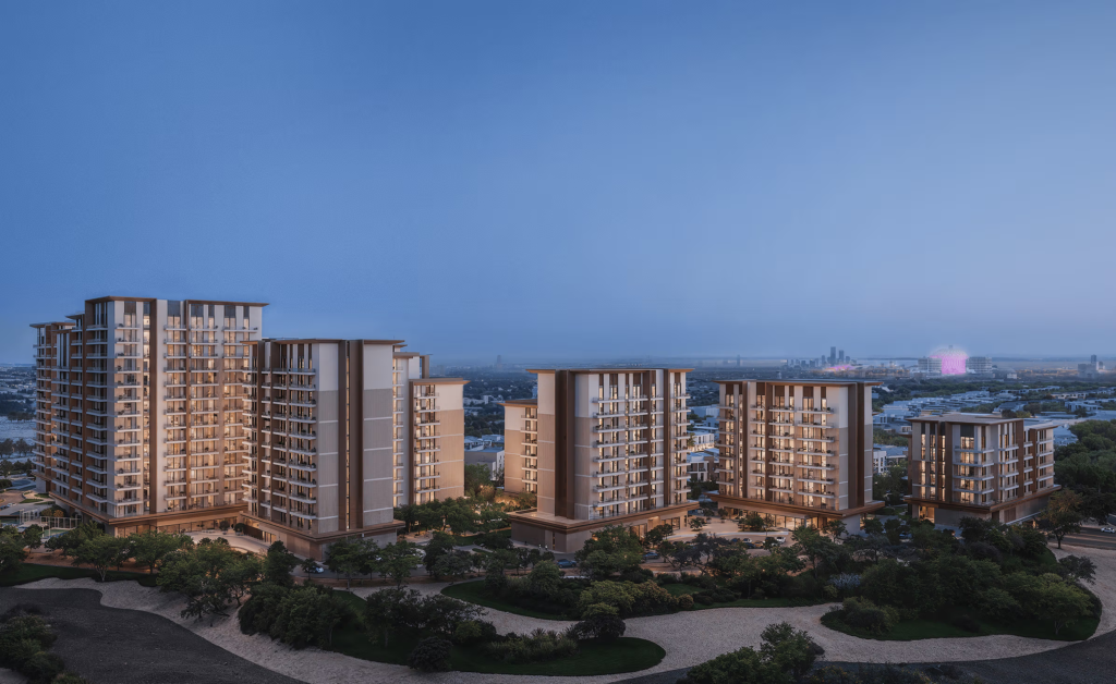 Expo Valley Views apartments at Expo City Dubai surrounded by greenery and landscaped courtyards