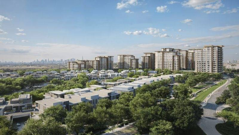 Expo Valley Views apartments at Expo City Dubai surrounded by greenery and landscaped courtyards