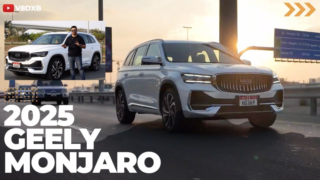 Geely Monjaro review UAE, the SUV parked in Dubai