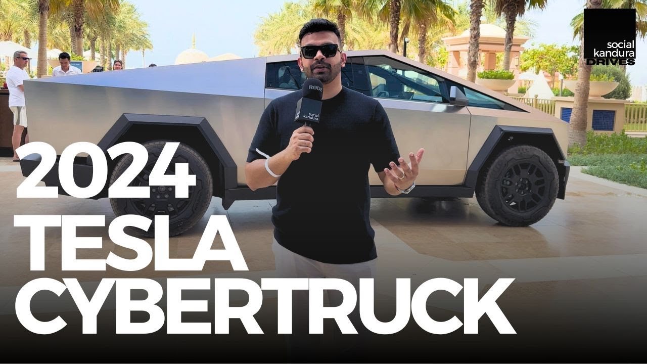 Tesla Cybertruck UAE first look, the stainless steel pickup on display
