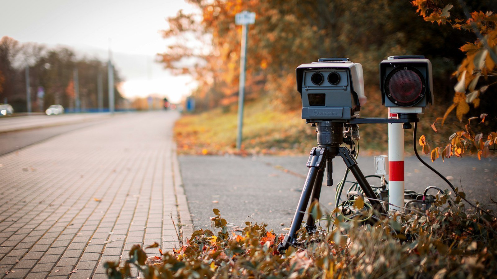 Mobile speed camera beside a road, UAE traffic fines